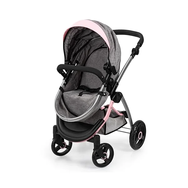 Bayer Baby Dolls Pram City Max, Convertible Doll Pushchair, 46cm Dolls | Carrycot & Changing Bag, Foldable Stroller, with Adjustable Handle Height for Girls, Tall Doll Pram, for 6 Years Plus