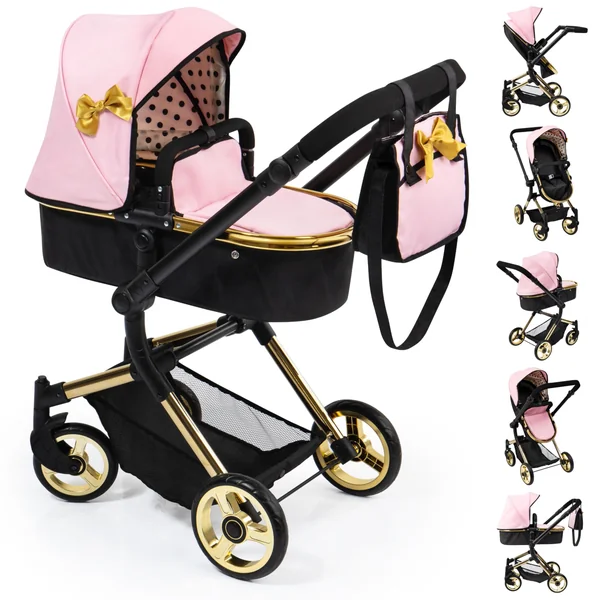 Bayer Baby Dolls Pram Neo Vario, Convertible Doll Pushchair, 52cm Dolls | Foldable Stroller with Carrycot & Changing Bag, Adjustable Handle Height for Girls 3-5, Tall Pram for 6 Years Plus