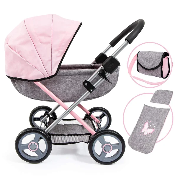 Bayer Cosy Baby Doll Pram and Matching Baby Doll Accessories, 46cm Dolls | Foldable Pushchair with Storage Basket, Changing Bag, Large Wheels, Dolls Pram for 3 Year Olds, Girls & Boys