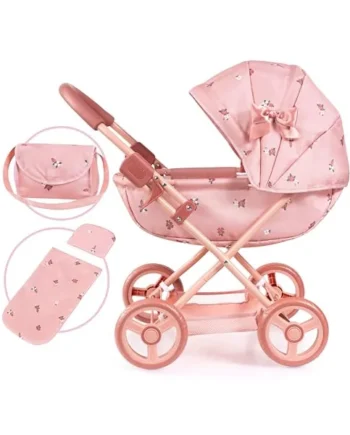 Bayer Design dolls pram Cosy with bag, blanket and cushion, soft handle | baby doll stroller with integrated basket and bed linen, for dolls up to 46 cm, foldable pushchair for toddlers