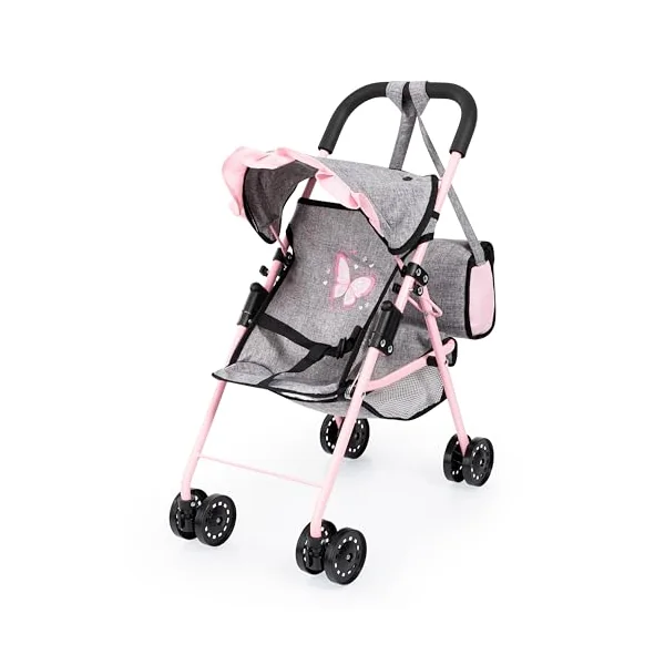 Bayer Pink Dolls Stroller and Swing Set - My First Baby Doll Pram Set | Kids Pushchair for Dolls 46 cm, Swing Carrier, Feeding Accessories, Changing Bag, Basket, Toy Buggy for Girls, Toddler