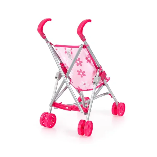 Bayer Pink Dolls Stroller -Doll and Pram Set for 2 Year Old+ Doll Included | Cuddly Baby Dolly 36 cm & Feeding Baby Accessories, My First Foldable Dolls Pushchair, Toy Buggy, for Girls, Toddler