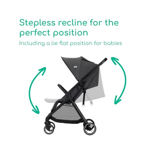 Bebeconfort Azur, Compact Baby Stroller, 0-3 Years (15 kg), Lightweight Baby Pushchair, Automatic One Hand Fold, Stepless Recline to Lie-Flat, Spacious Basket, Mineral Graphite