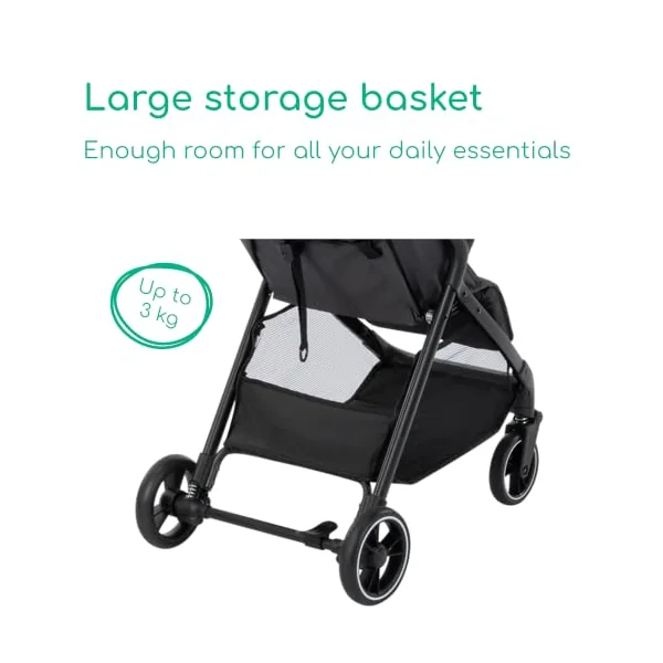 Bebeconfort Azur, Compact Baby Stroller, 0-3 Years (15 kg), Lightweight Baby Pushchair, Automatic One Hand Fold, Stepless Recline to Lie-Flat, Spacious Basket, Mineral Graphite