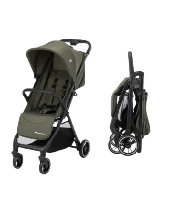 Bebeconfort Azur, Compact Baby Stroller, 0-3 Years (15 kg), Lightweight Baby Pushchair, Automatic One Hand Fold, Stepless Recline to Lie-Flat, Spacious Basket, Mineral Green
