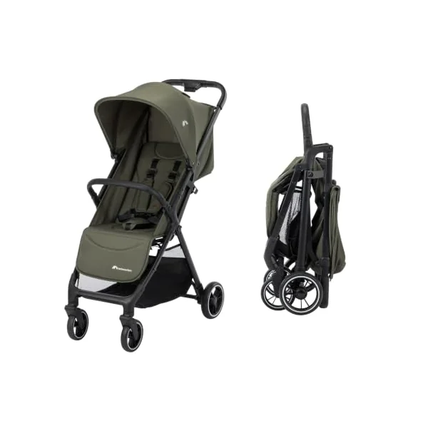 Bebeconfort Azur, Compact Baby Stroller, 0-3 Years (15 kg), Lightweight Baby Pushchair, Automatic One Hand Fold, Stepless Recline to Lie-Flat, Spacious Basket, Mineral Green
