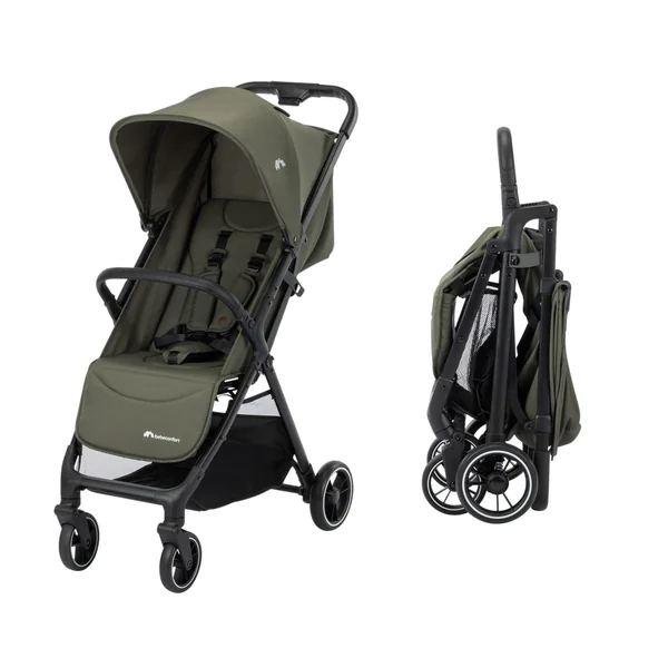 Bebeconfort Azur, Compact Baby Stroller, 0-3 Years (15 kg), Lightweight Baby Pushchair, Automatic One Hand Fold, Stepless Recline to Lie-Flat, Spacious Basket, Mineral Green