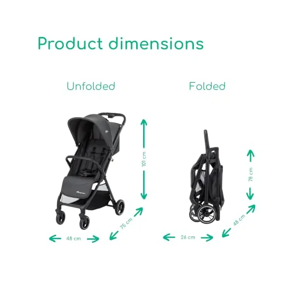 Bebeconfort Azur Duo, Baby Stroller 2-in-1 with Car Seat, Mineral Graphite | 0-3 Years (15 kg), Lightweight & Compact Baby Puschair, Lie-flat Recline, Automatic One Hand Fold, Spacious Basket
