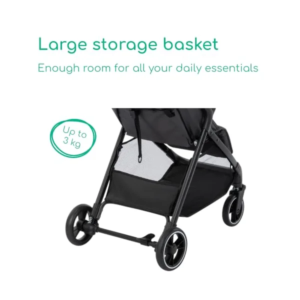 Bebeconfort Azur Duo, Baby Stroller 2-in-1 with Car Seat, Mineral Graphite | 0-3 Years (15 kg), Lightweight & Compact Baby Puschair, Lie-flat Recline, Automatic One Hand Fold, Spacious Basket