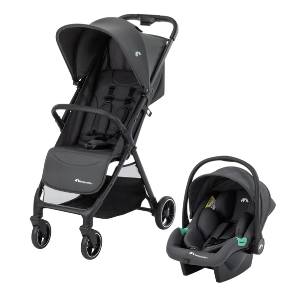 Bebeconfort Azur Duo, Baby Stroller 2-in-1 with Car Seat, Mineral Graphite | 0-3 Years (15 kg), Lightweight & Compact Baby Puschair, Lie-flat Recline, Automatic One Hand Fold, Spacious Basket