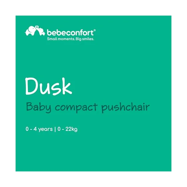 Bebeconfort Dusk, Baby Pushchair, 0-4y (0 – 22 kg), from Birth Travel Pushchair, Lightweight (7.9 kg) Compact Stroller, Soft Padded Fabrics, Compact Folding, Shopping Basket, Mineral Graphite