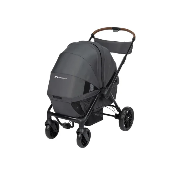 Bebeconfort Helios, Double Pram from Birth, 0-4 Years, 0-22kg, 2 Face-to-face Seats, Large All-Terrain Wheels, Compact Folding, Trolley on Wheels, Protective Canopy, Mineral Graphite