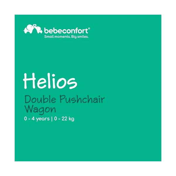 Bebeconfort Helios, Double Pram from Birth, 0-4 Years, 0-22kg, 2 Face-to-face Seats, Large All-Terrain Wheels, Compact Folding, Trolley on Wheels, Protective Canopy, Mineral Graphite