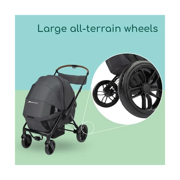 Bebeconfort Helios, Double Pram from Birth, 0-4 Years, 0-22kg, 2 Face-to-face Seats, Large All-Terrain Wheels, Compact Folding, Trolley on Wheels, Protective Canopy, Mineral Graphite