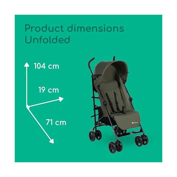 Bebeconfort Rainbow, Lightweight Baby Buggy Stroller, Multi-Position Reclining Stroller, Foldable with Compact Closure, for Children Aged 6 Months - 4 Years, max 22 kg, Travel Buggy, Mineral Green