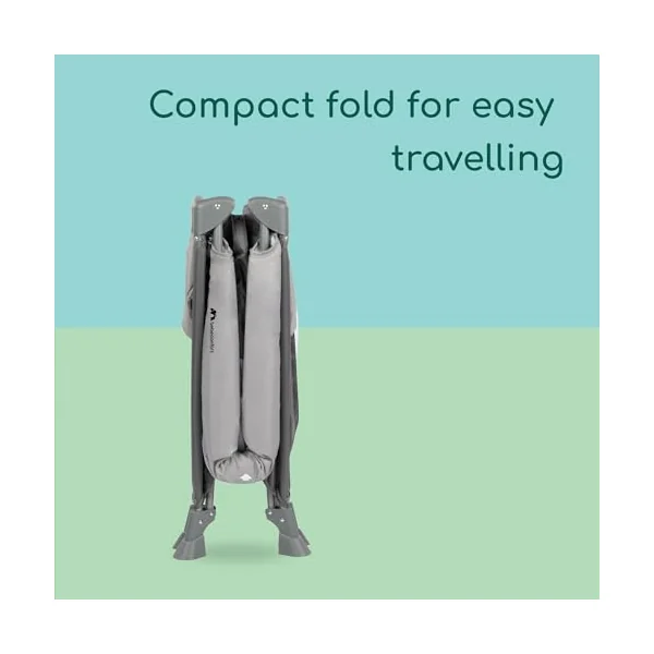 Bebeconfort Soft Dreams, Baby Travel Cot Bed, 0-3 Years (0-15 kg), Lightweight Baby Travel Bed, Wood Fibre & Foam Mattress (60 x 120 cm), Carrying Bag, Compact Umbrella Fold, Grey Mist