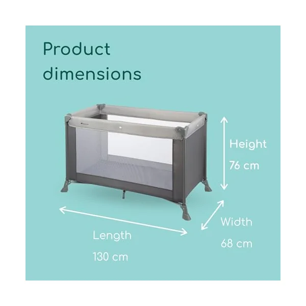 Bebeconfort Soft Dreams, Baby Travel Cot Bed, 0-3 Years (0-15 kg), Lightweight Baby Travel Bed, Wood Fibre & Foam Mattress (60 x 120 cm), Carrying Bag, Compact Umbrella Fold, Grey Mist