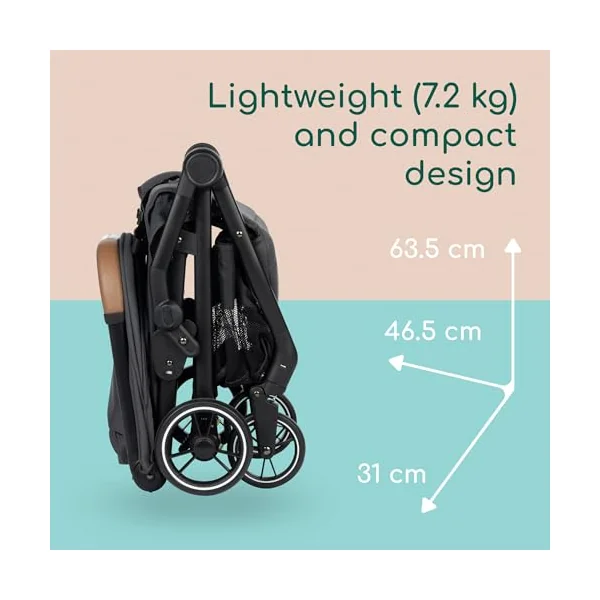 Bebeconfort Sunlite, Baby Pushchair, 0 – 4 Years (max. 22kg), Lightweight Stroller (7.2kg), Lie-Flat Position, Automatic & Compact Fold, One-Hand Recline, Large Basket Storage (5kg), Mineral Graphite