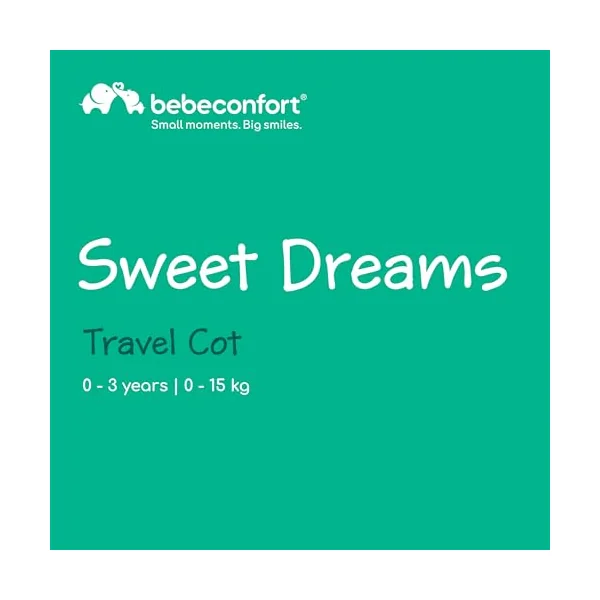 Bebeconfort Sweet Dreams Travel Cot 0-3 years (0-15 kg), Lightweight Baby Cot Ready for Travel, Large Padded Mattress, Side Entry Window, Easy Compact Folding, Included Carry Bag, Mineral Grey