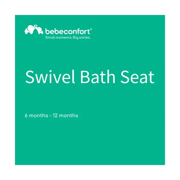 Bebeconfort Swivel Bath Seat, 6 - 12 Months, Max. 10 Kg, Child Bath Support Seat, Non-Slip Baby Bath Chair, Ergonomical, Suction Cups, Lime
