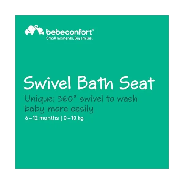Bebeconfort Swivel Bath Seat, 6 - 12 months, Max. 10 kg, Child Bath Support Seat, Non-Slip, Ergonomical, Suction Cups, Beige