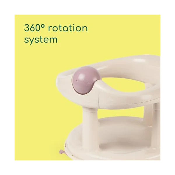Bebeconfort Swivel Bath Seat, 6 - 12 months, Max. 10 kg, Child Bath Support Seat, Non-Slip, Ergonomical, Suction Cups, Beige