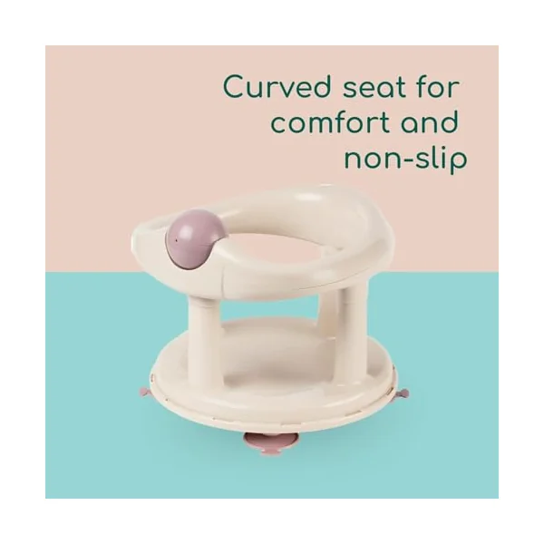 Bebeconfort Swivel Bath Seat, 6 - 12 months, Max. 10 kg, Child Bath Support Seat, Non-Slip, Ergonomical, Suction Cups, Beige
