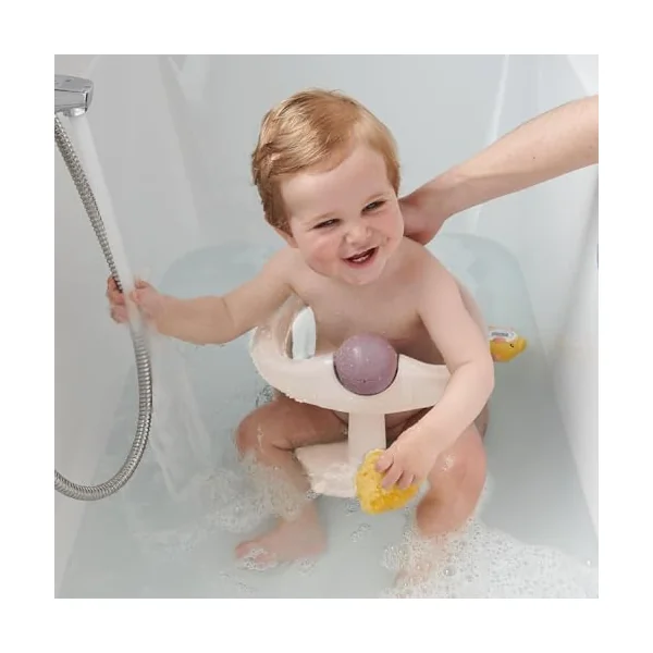 Bebeconfort Swivel Bath Seat, 6 - 12 months, Max. 10 kg, Child Bath Support Seat, Non-Slip, Ergonomical, Suction Cups, Beige