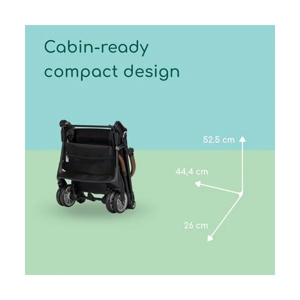 Bebeconfort Zephir, Compact Baby Pushchair, 0-4 Years (up to 22 kg), Lightweight Travel Stroller (5.6kg), Fits Airplane Cabin, Lie-Flat & Reclinable Seat, Storage Basket, Mineral Graphite