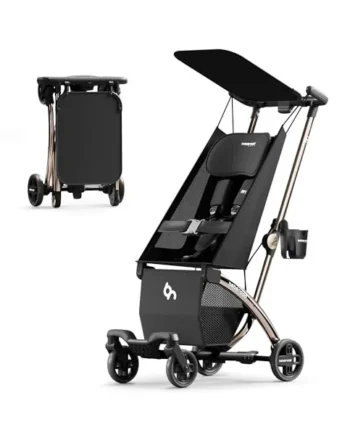 Beberoad R1 Auto-Fold Travel Stroller for Airplane, Lightweight, Black | Ultra Compact Stroller Pushchair Buggy for Kids, Toddlers Over 6 Months, Baby Pram Trolley Cabin Approved, Only 11.5 lbs