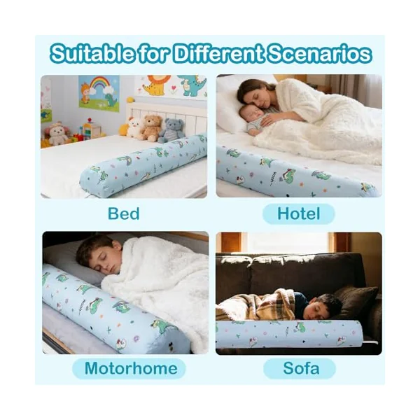 Bed Bumpers for Toddler Premium Foam, Travel Bed Rail for Toddlers, Kids Safety Bed Guard for Twin, Full, Queen, King Beds Non Slip (40'' Premium Foam, 2)