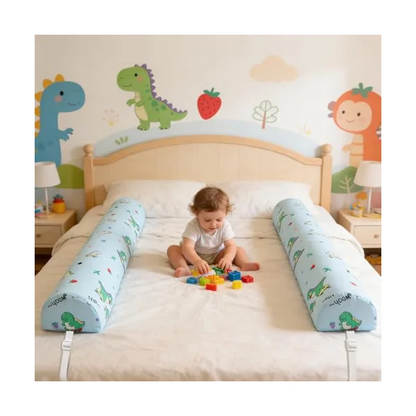 Bed Bumpers for Toddler Premium Foam, Travel Bed Rail for Toddlers, Kids Safety Bed Guard for Twin, Full, Queen, King Beds Non Slip (40'' Premium Foam, 2)