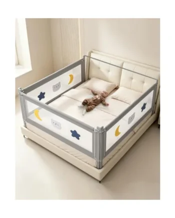 Bed Guard Rail for Toddlers - King Size 3 Piece Protection Adjustable Height Baby Bed Rail - Baby Bed Rail with Wider S-Shape Base & Headboard Rod & Thickened Reinforced Pipe- 78.74"x78.74"x74.80"