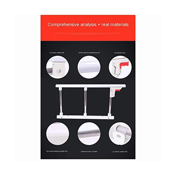 Bed Guard Rail,Thickened Stainless Steel White Bed Guard for Toddler Bed,Foldable Anti-fall Nursing Bed Rails for Elderly 146 * 40cm(Size:6-speed bed rails guard)