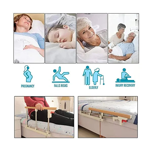 Bed Rail, Foldable Portable Bed Safety Rail, Handicap Safety Folding Handrail Swing Grab Bar Home Care Assistance Devices Bed Rails Guard for Elderly Assist Handle
