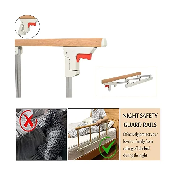 Bed Rail, Foldable Portable Bed Safety Rail, Handicap Safety Folding Handrail Swing Grab Bar Home Care Assistance Devices Bed Rails Guard for Elderly Assist Handle