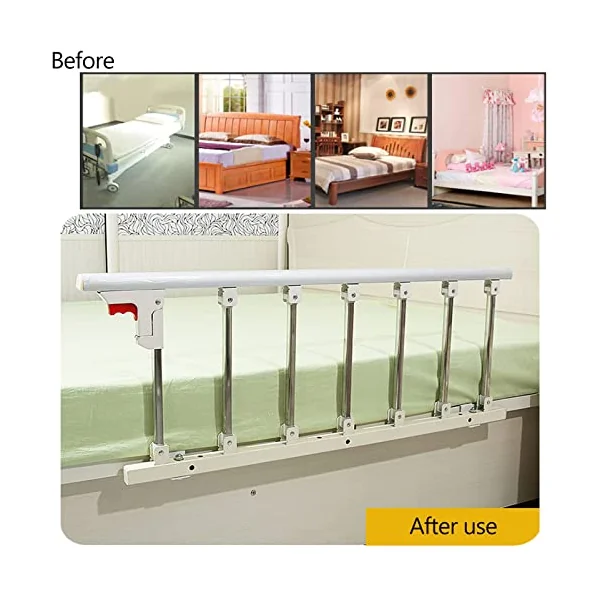 Bed Rail, Foldable Portable Bed Safety Rail, Handicap Safety Folding Handrail Swing Grab Bar Home Care Assistance Devices Bed Rails Guard for Elderly Assist Handle
