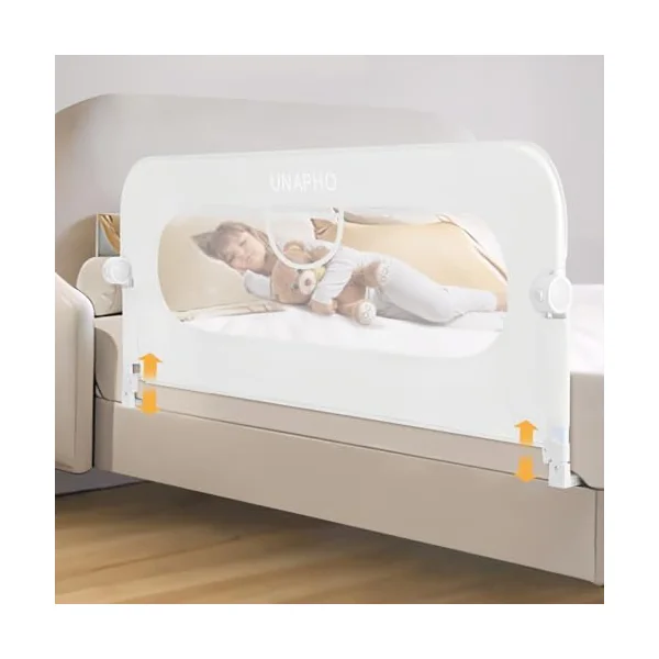 Bed Rail for Toddlers,Swing Down Kids Beds Rails Guard for Twin,Full,Queen,Bunk Size Bed,Extra Tall Child Beds Rail Guard with Reinforced Anchor Safety System
