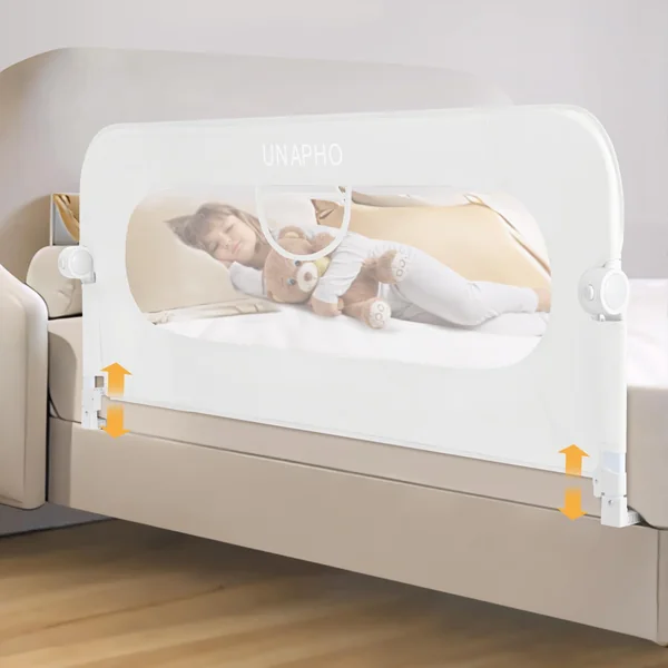 Bed Rail for Toddlers,Swing Down Kids Beds Rails Guard for Twin,Full,Queen,Bunk Size Bed,Extra Tall Child Beds Rail Guard with Reinforced Anchor Safety System
