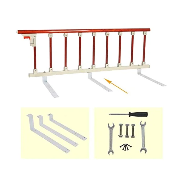 Bed rail guardrail Safety side hospital Safety auxiliary handle Folding Bedside armrest bumper, Suitable for The elderly adult Toddler (Color:Yellow, Size:103x52cm)