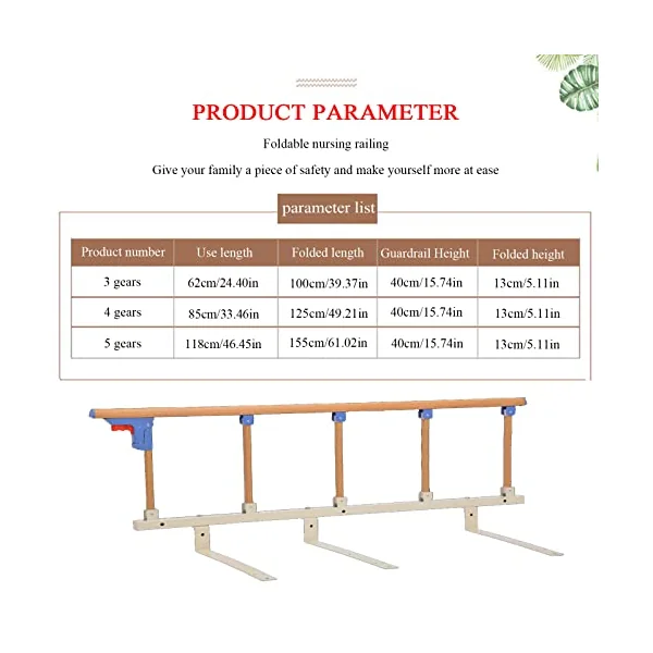 Bed Rail Safety Side Guard,Bed Rails for Elderly,Hospital Safety Fold Down Rails,Assist Handle Handicap Bed Railing,Adults Seniors Assist Bar Bed Guard,62cmx40cm/24.40x15.74in