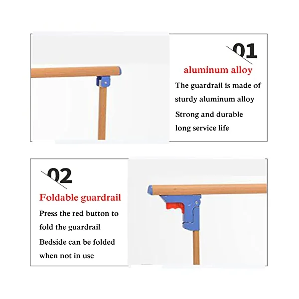 Bed Rail Safety Side Guard,Bed Rails for Elderly,Hospital Safety Fold Down Rails,Assist Handle Handicap Bed Railing,Adults Seniors Assist Bar Bed Guard,62cmx40cm/24.40x15.74in