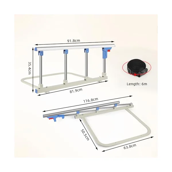 Bed Rails for Elderly Adults, Folding Bed Guard 96cm | Bed Guard for Single/Double Bed With Assist Handle, Hospital Bed Fall Prevention for Elderly/Adults