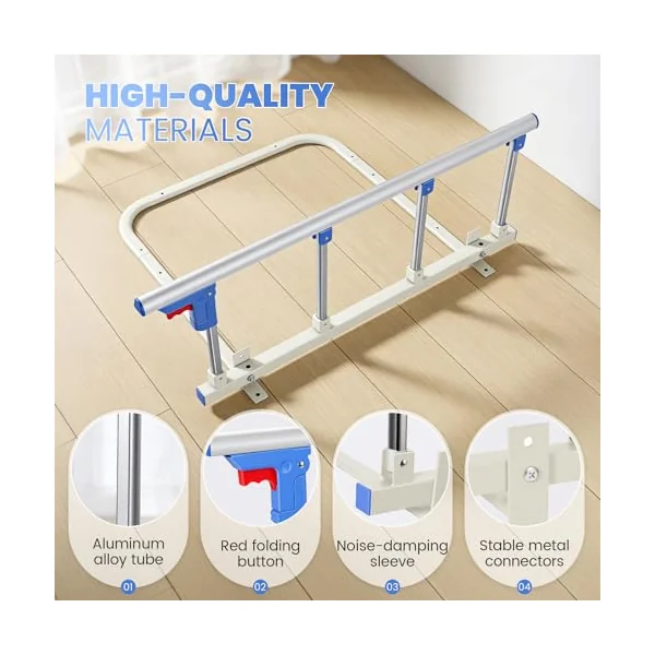Bed Rails for Elderly Adults Safety, Folding Bedside Assist Rail Support Handle 96 x 36CM Upgrade Length and Height Safety Side Protector, Bed Border for Adults with Assist Handle for Fall Prevention