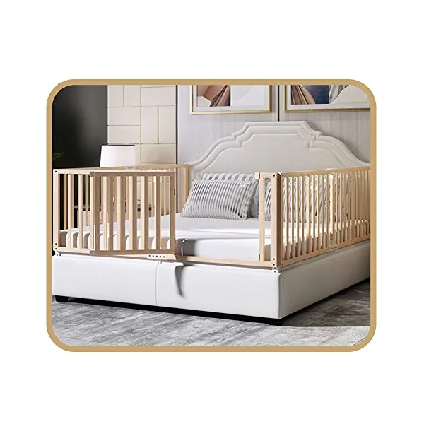 Bed Rails, Swing Down Extra Long Wooden Bed Guard Fall Protection Sleep Protectors Sturdy And Solid (Color : B, Size : 190CM)