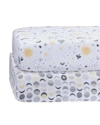 Bedtime Originals Celestial Moon/Stars 2-Pack Fitted Crib/Toddler Sheet Set