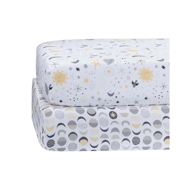 Bedtime Originals Celestial Moon/Stars 2-Pack Fitted Crib/Toddler Sheet Set
