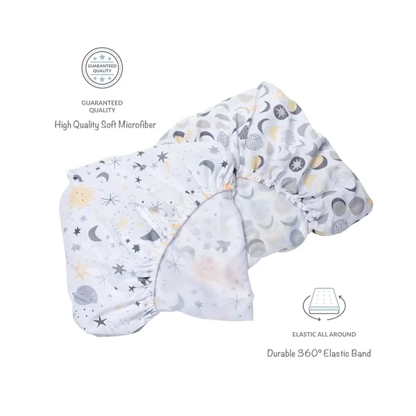Bedtime Originals Celestial Moon/Stars 2-Pack Fitted Crib/Toddler Sheet Set