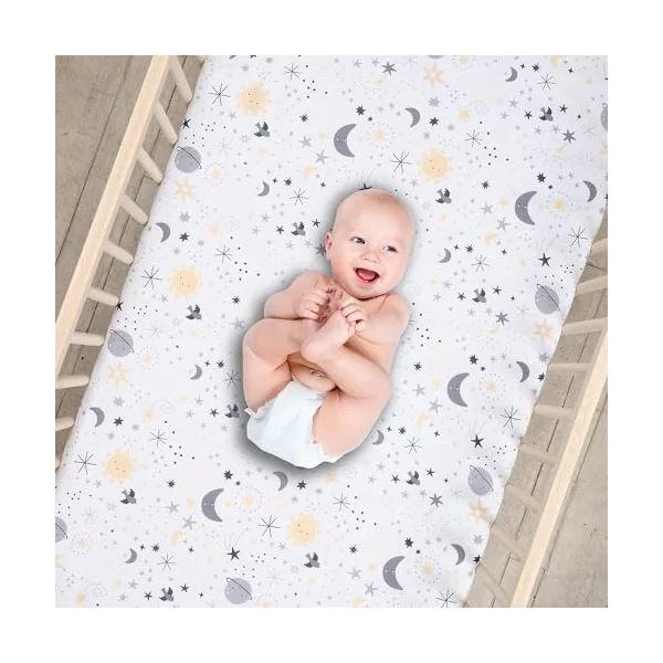 Bedtime Originals Celestial Moon/Stars 2-Pack Fitted Crib/Toddler Sheet Set