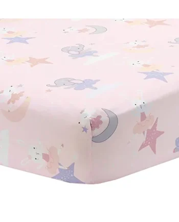 Bedtime Originals Tiny Dancer Fitted Crib Sheet - Pink, Animals, Celestial
